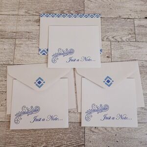 Just a Note‎ Stationery Cards with Envelopes Blue Design Blank Inside Set of 3